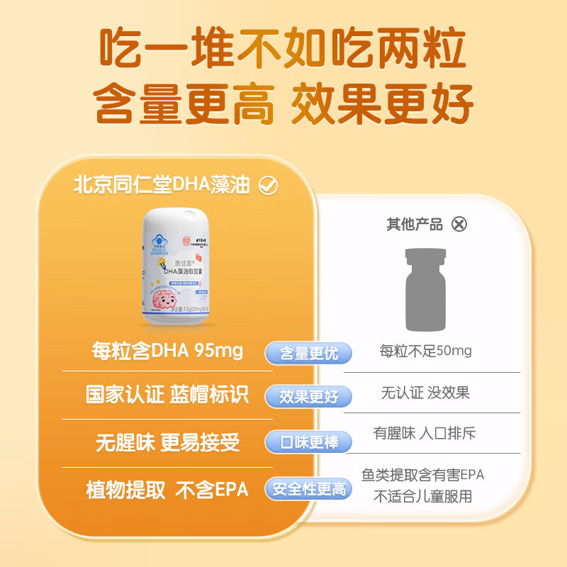 北京同仁堂怡福寿惠优喜®DHA藻油软胶囊7.5g（250mg*30粒）/盒