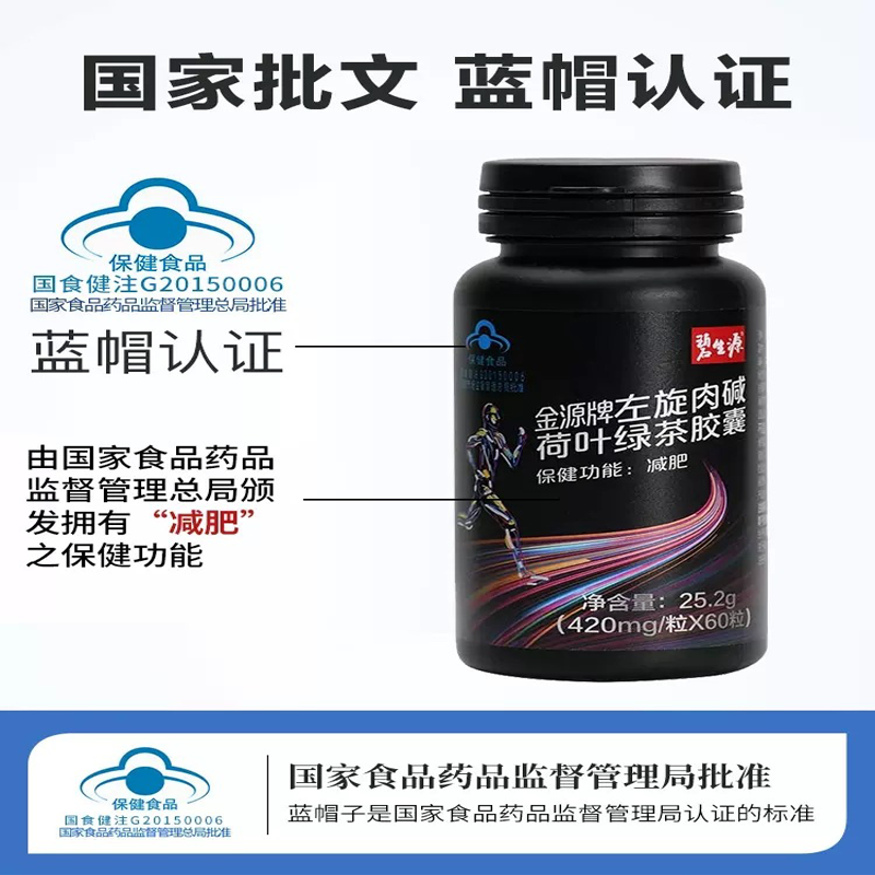 碧生源左旋肉碱荷叶绿茶胶囊 25.2g/瓶（0.42g*60粒）