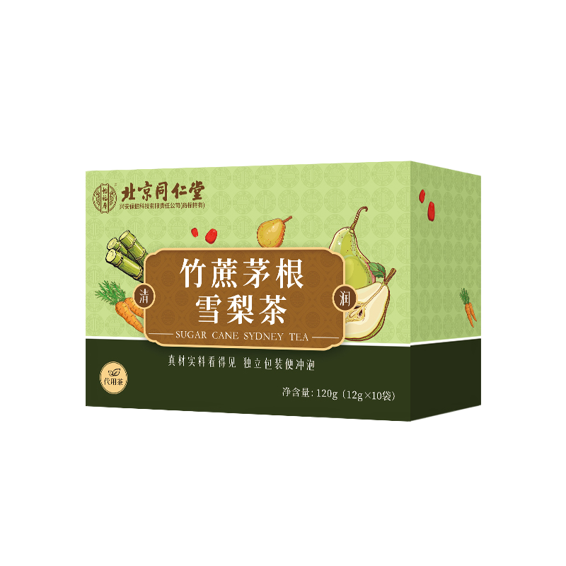 北京同仁堂怡福寿竹蔗茅根雪梨茶120g（12g*10袋）/盒