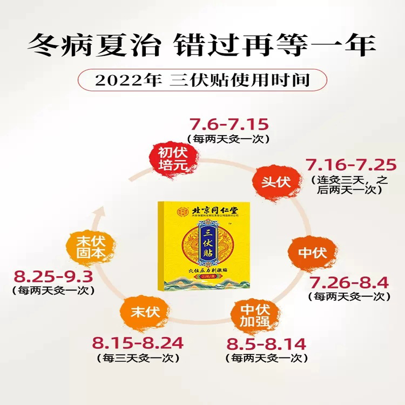 北京同仁堂内廷上用穴位压力刺激贴三伏贴21贴/盒